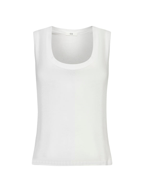 Ivory Slub Jersey Loose Tank Top Cotton