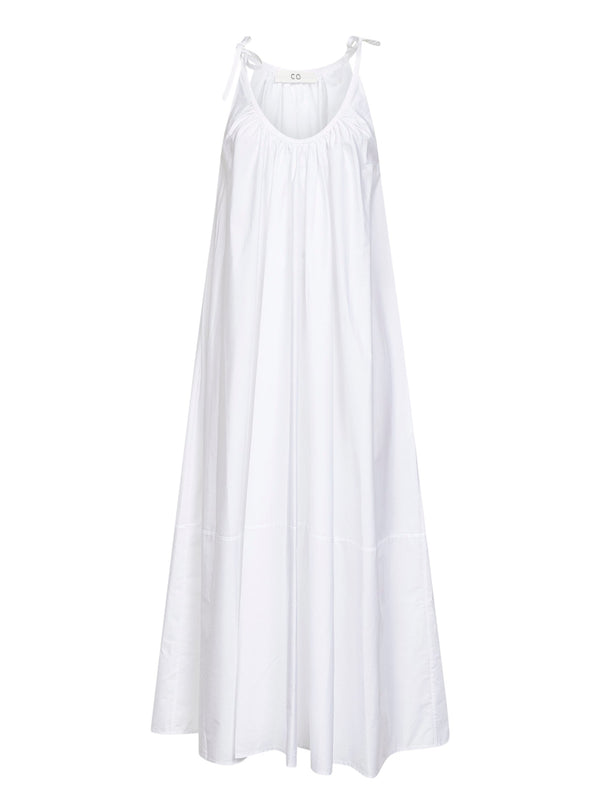 Gathered Dress White Cotton