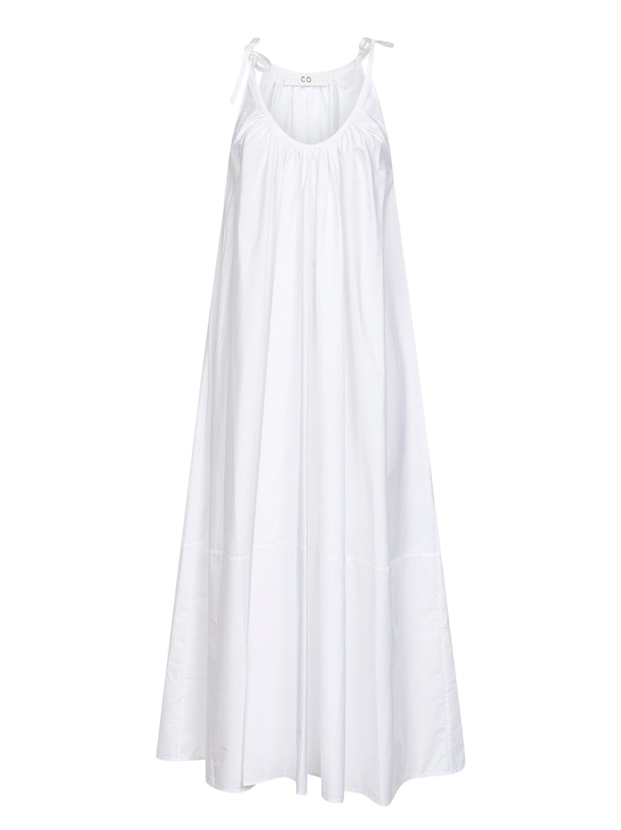 Gathered Dress White Cotton