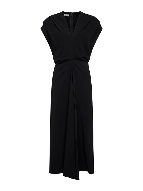 Black Stretch Viscose Banana Cut Shift Dress