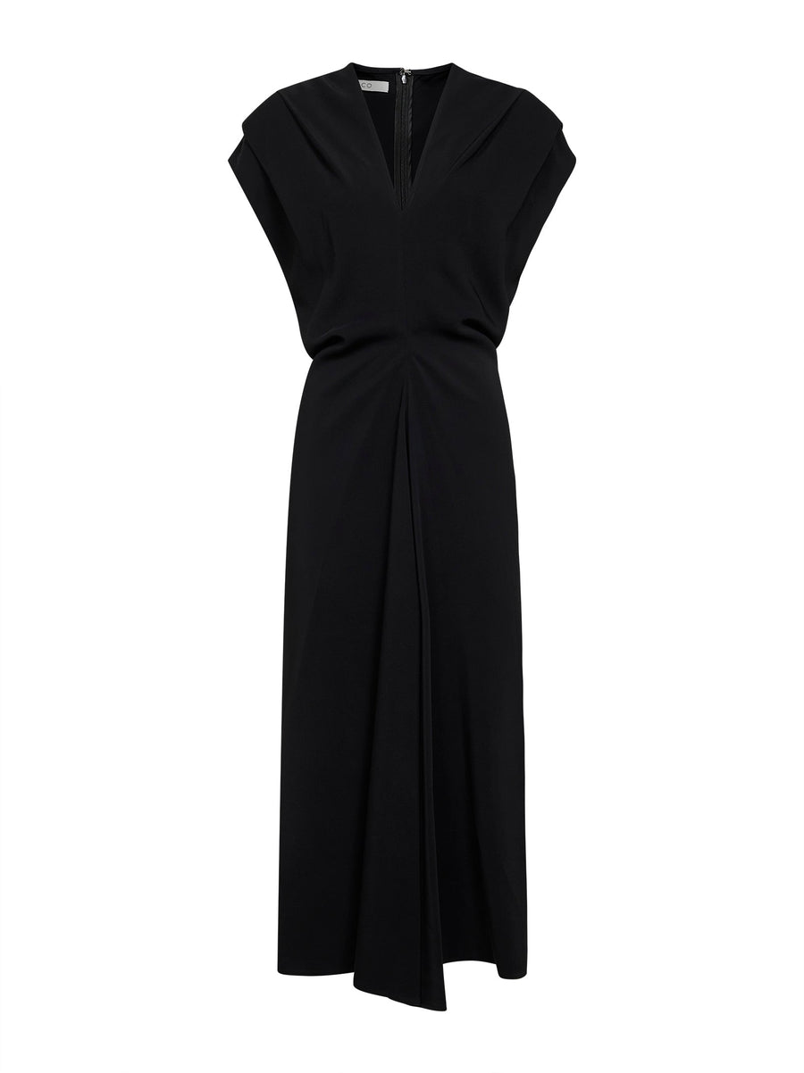 Black Stretch Viscose Banana Cut Shift Dress
