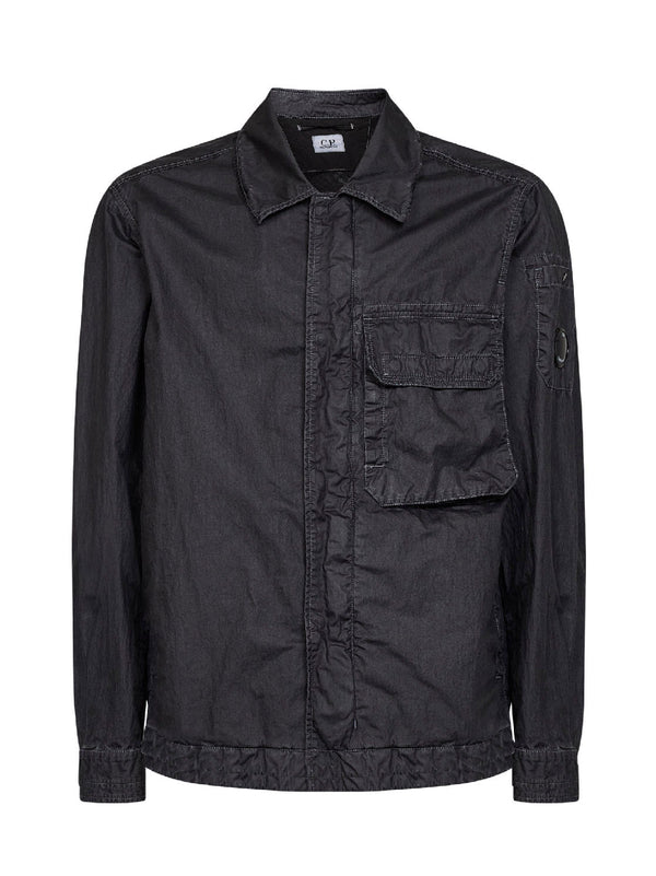 Overshirt 50 Fili Wax Lens Black Cotton Bomber Jackets