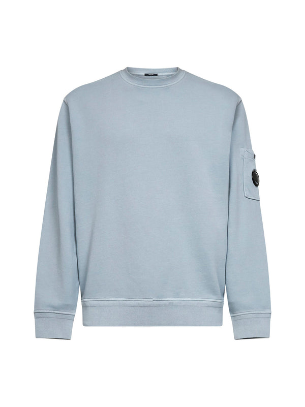 Light Blue Diagonal Cotton Fleece Crewneck Sweatshirt Sweatshirts