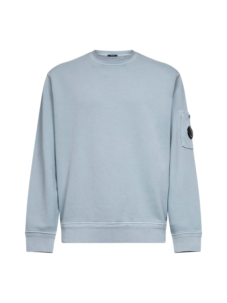 Light Blue Diagonal Cotton Fleece Crewneck Sweatshirt Sweatshirts
