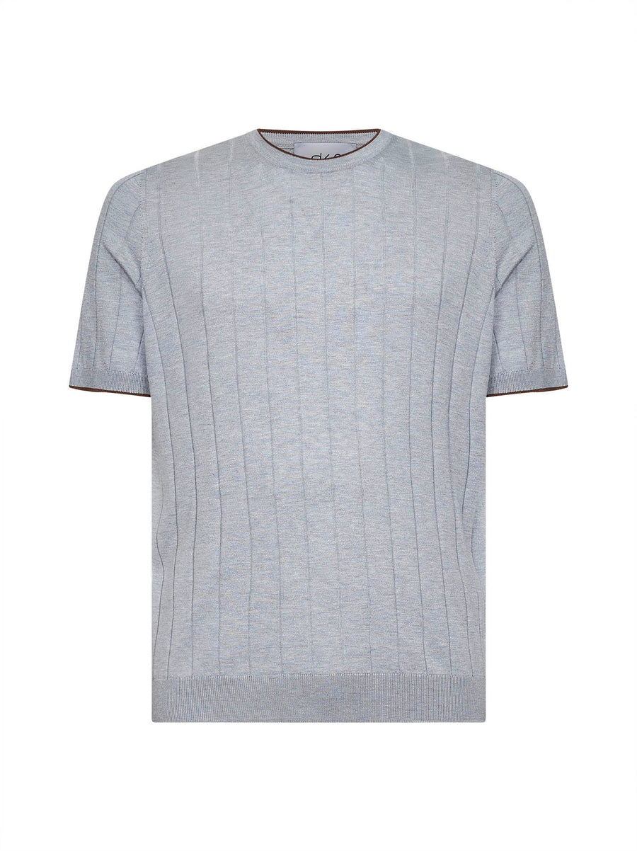 Grey Flat-Ribbed Cotton Knit Sweater T-shirts