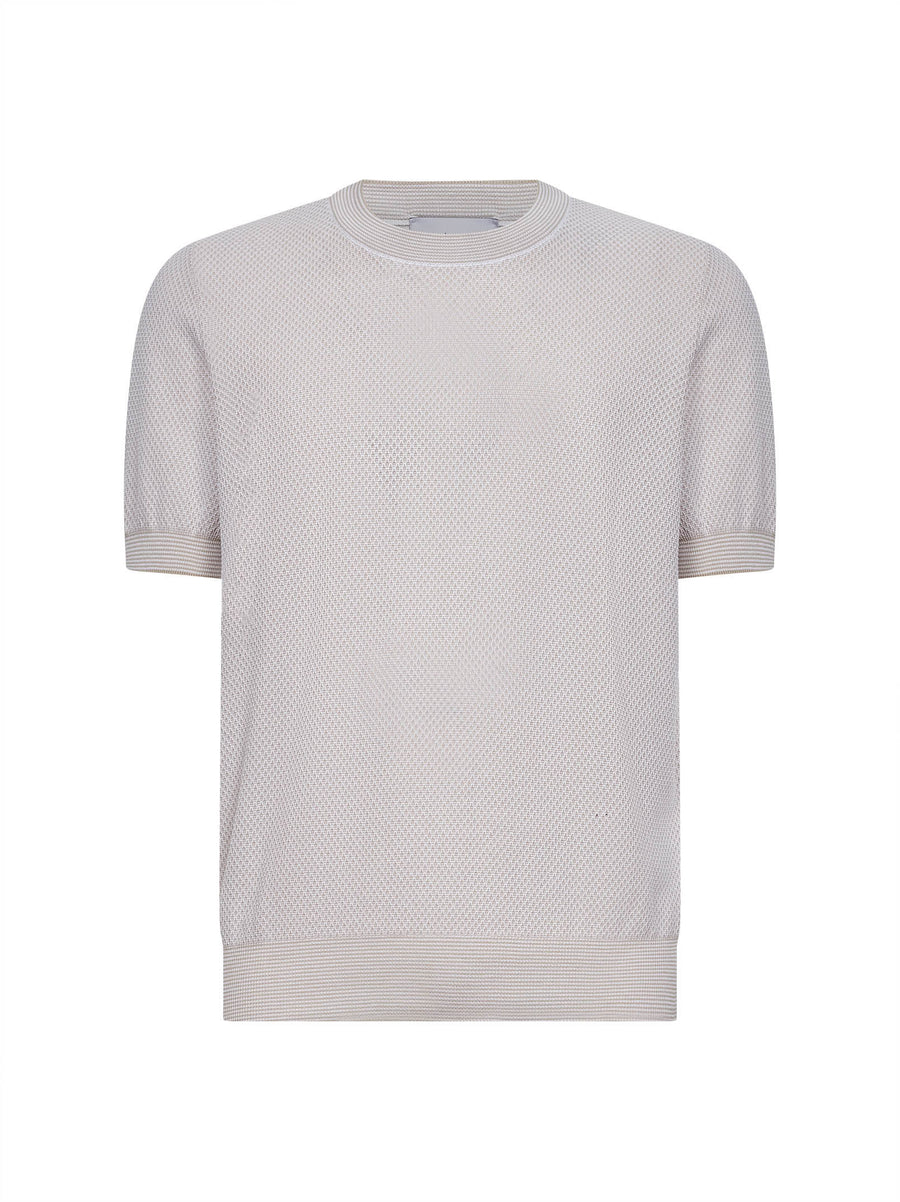 Beige Jacquard Cotton Knit Sweater T-shirts