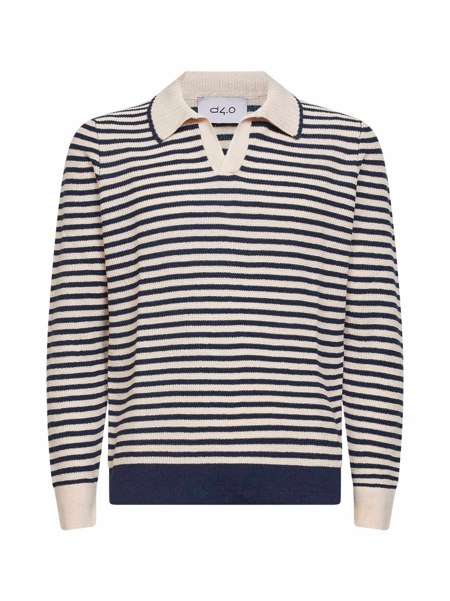 Polo Shirt Striped Linen-Cotton Multicolour