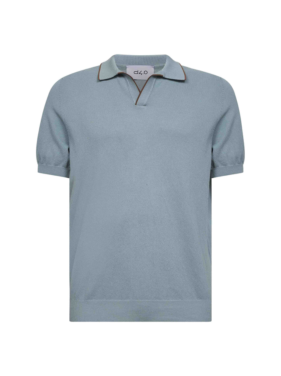 Green Cotton Knit Polo Shirt