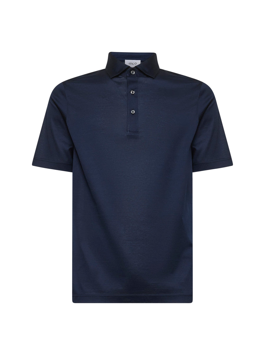 Blue Lisle Jersey Polo Shirt Cotton