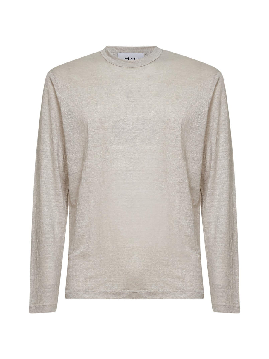 Beige Linen Jersey Long-Sleeved T-Shirt T-shirts