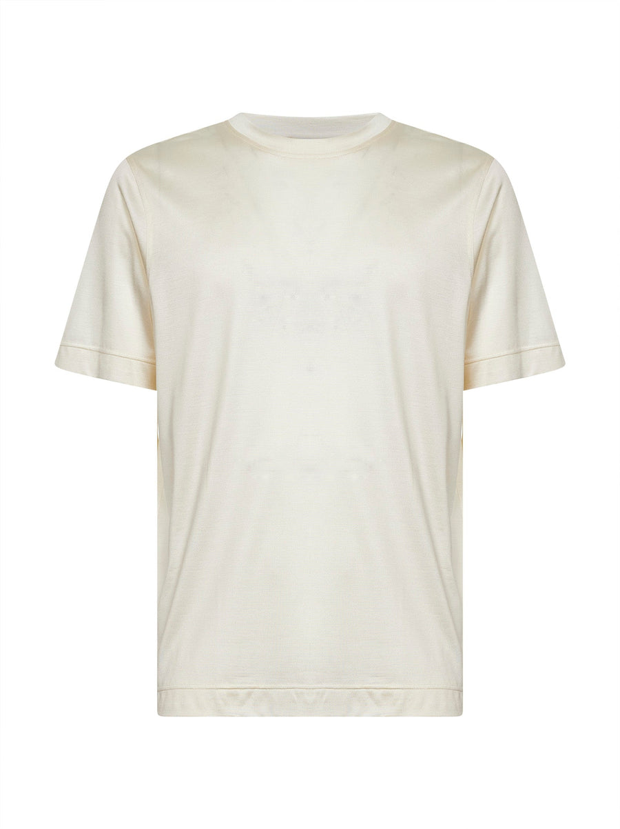 Ivory Silk Jersey Crewneck T-Shirt T-shirts