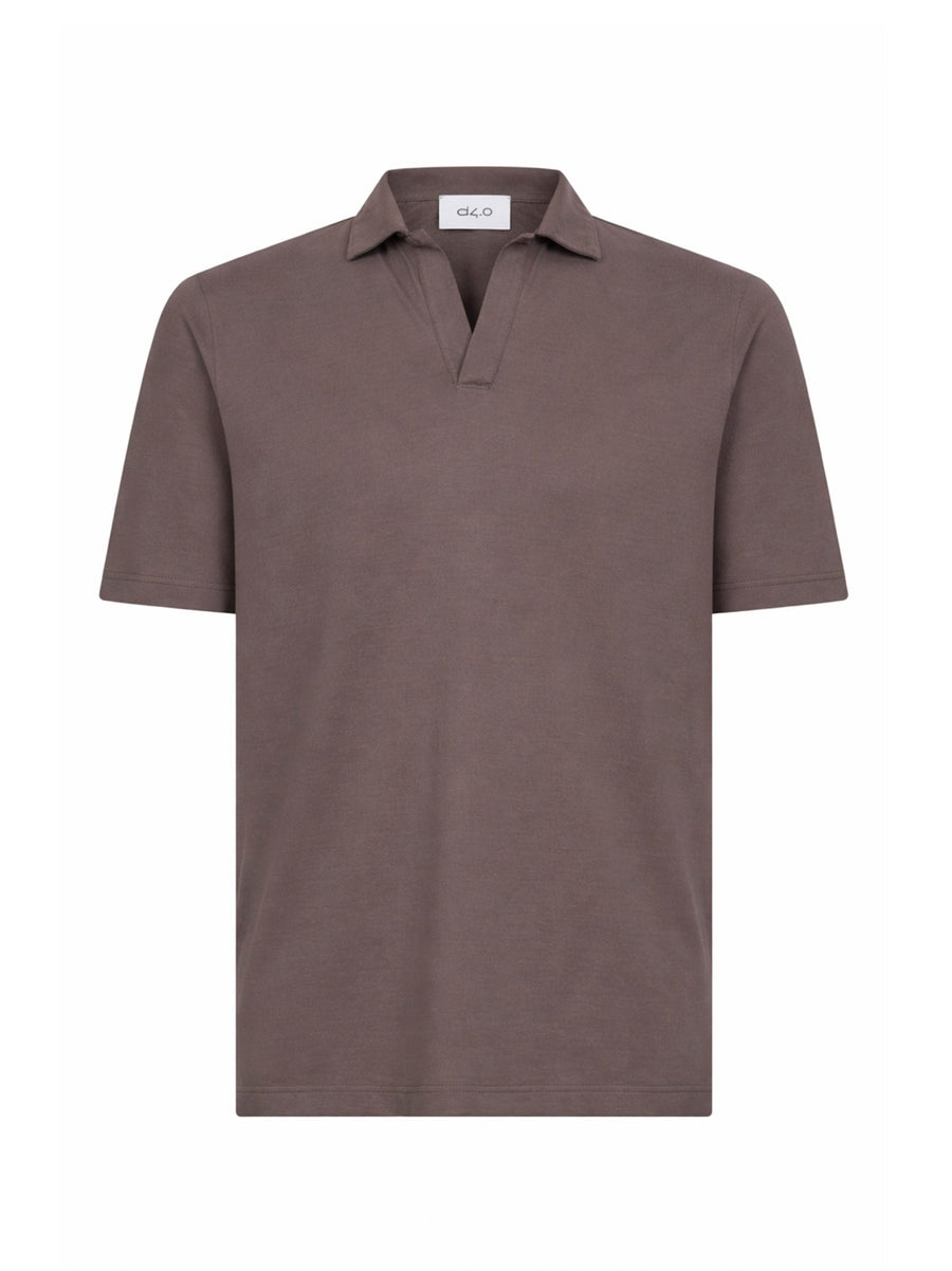 Polo Shirt Brown Cotton Jersey