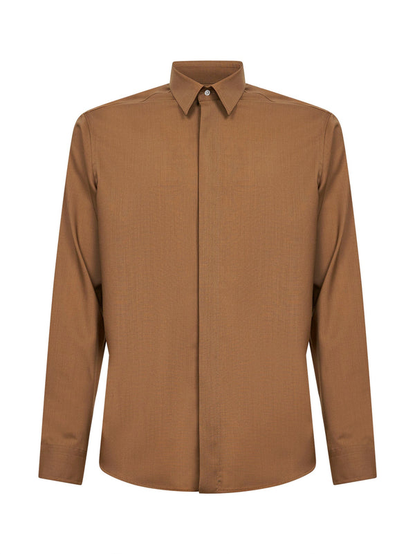 Shirt Safari Wool Blend Camel Virgin