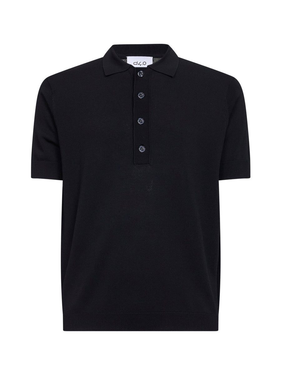 Polo Shirt Black Viscose Blend