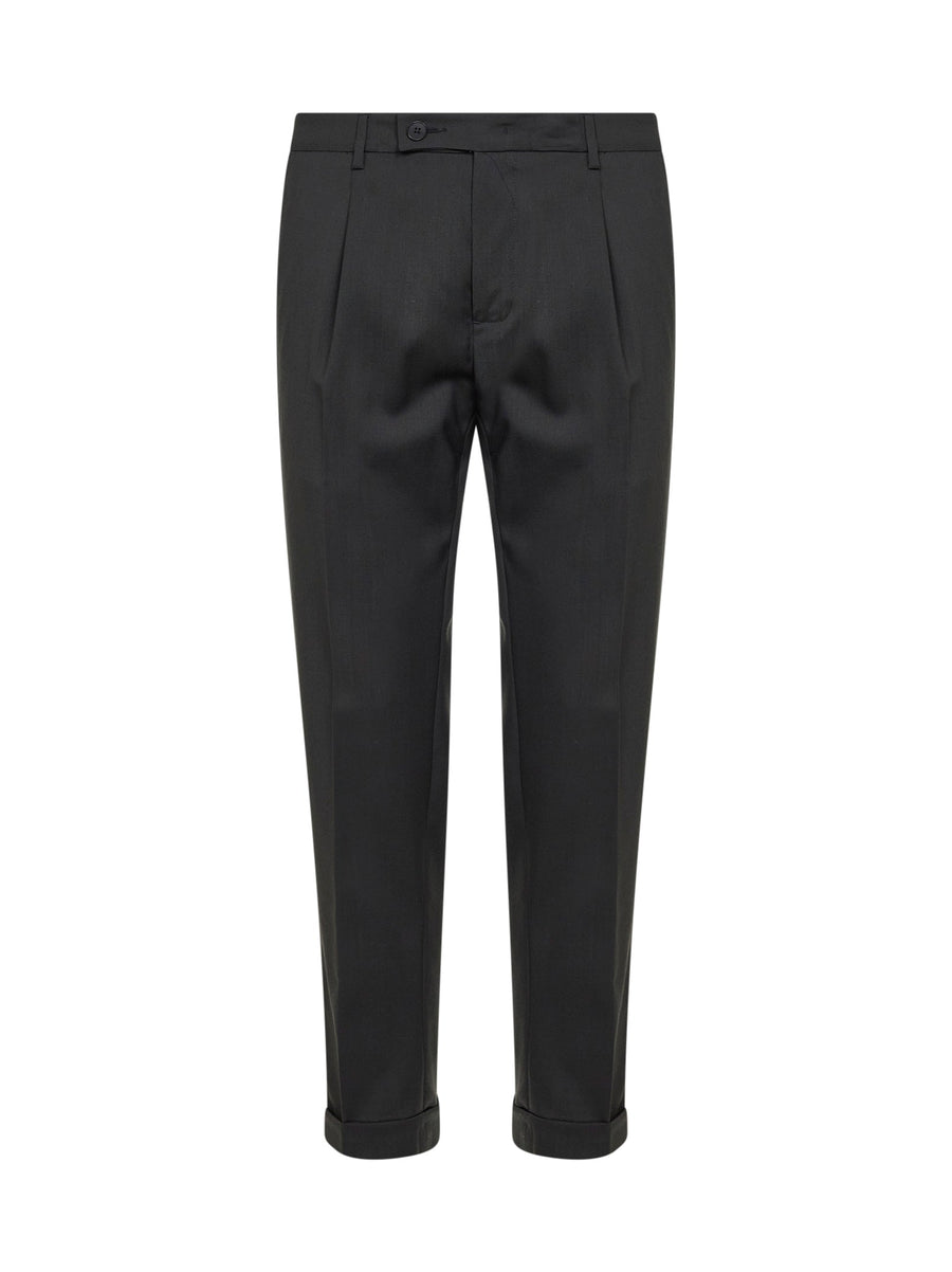 Trousers Charcoal Slim Carrot Fit Grey Virgin Wool