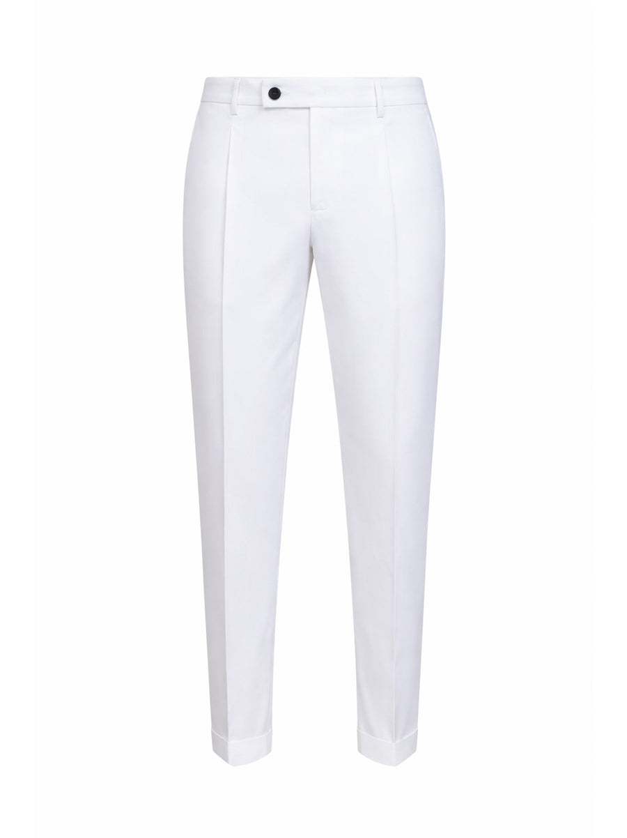 Trousers Slim Carrot White Cotton