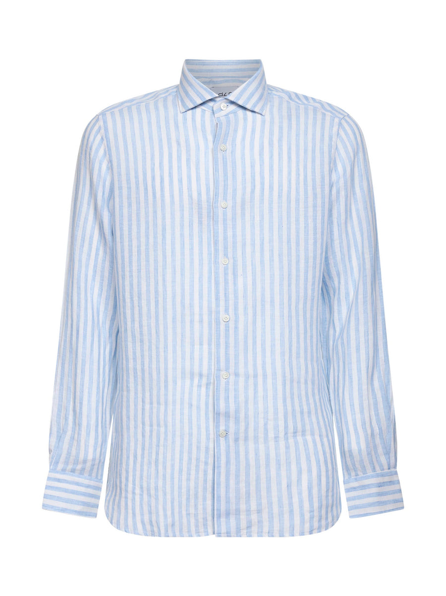 Linen Shirt Light Blue-White Multicolour Polo