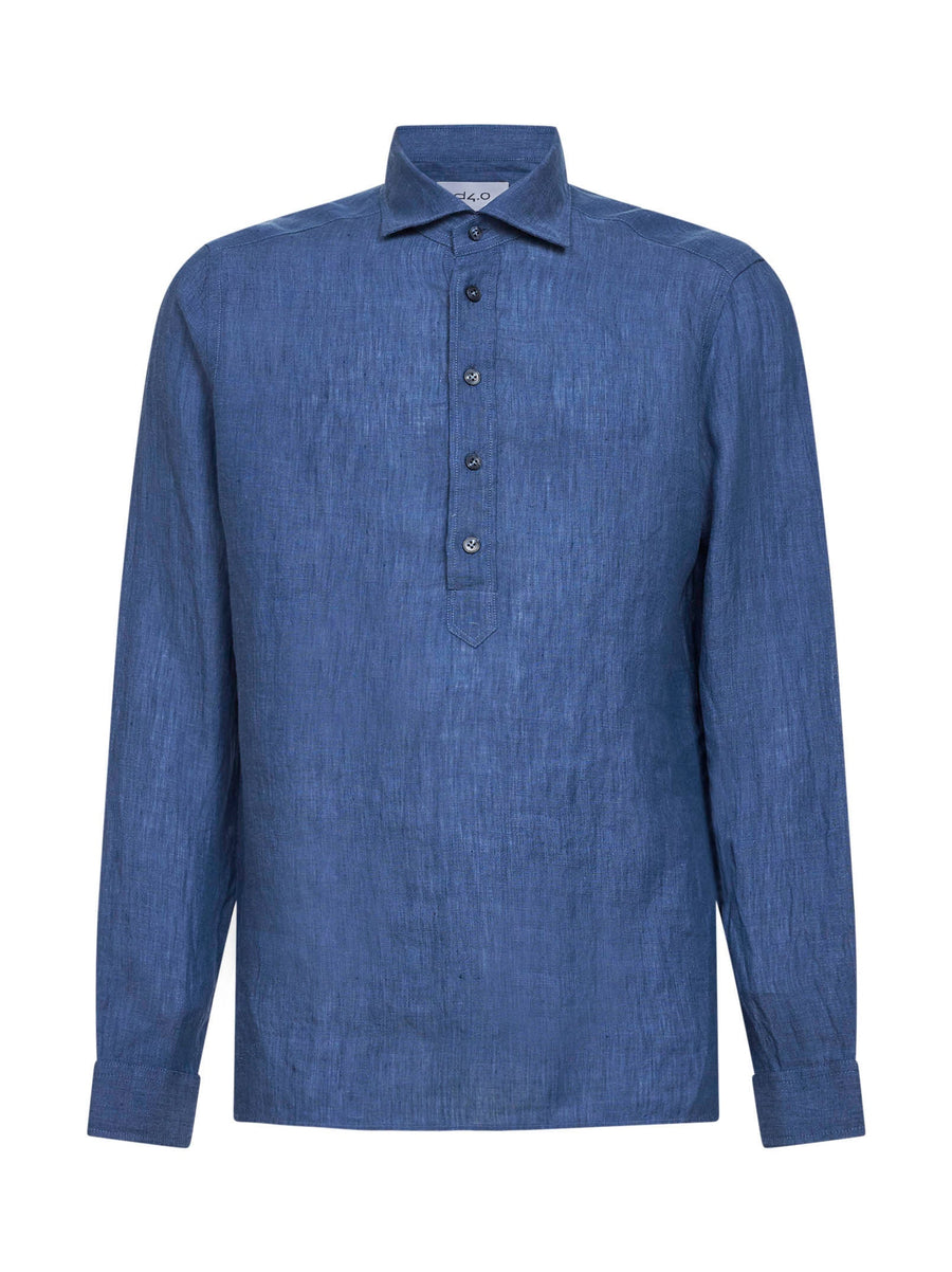 Polo Shirt Denim-Linen Blue