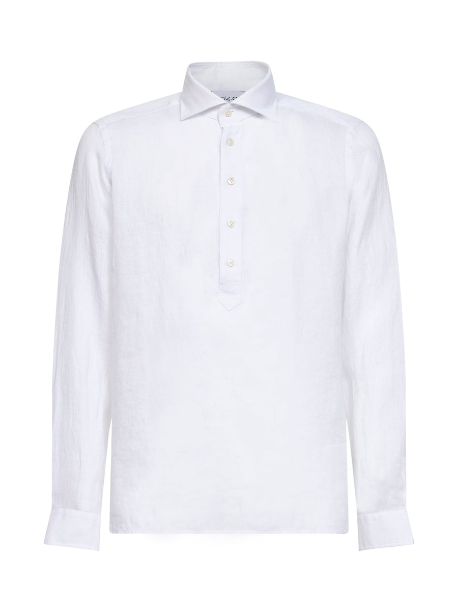 Polo Shirt White Linen