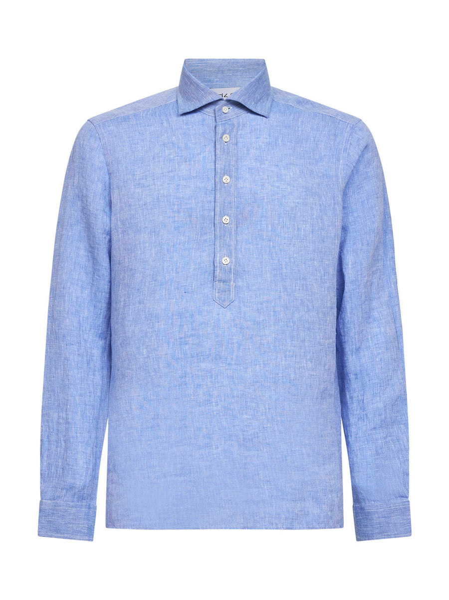 Polo Shirt Light Blue Linen