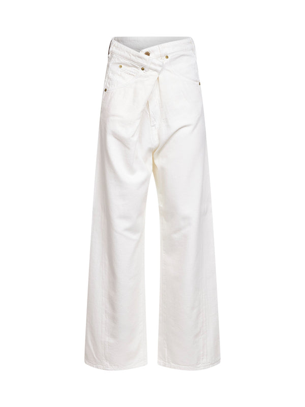 Jeans Ines Fold Over Waist White Cotton