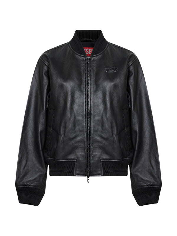Black Nappa Leather Bomber Jacket Lambskin