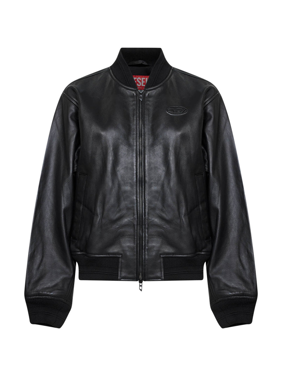 Black Nappa Leather Bomber Jacket Lambskin
