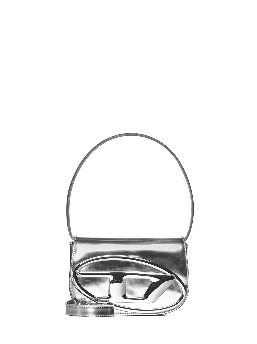 Shoulder Bag 1dr Mirrored Leather Silver Calf