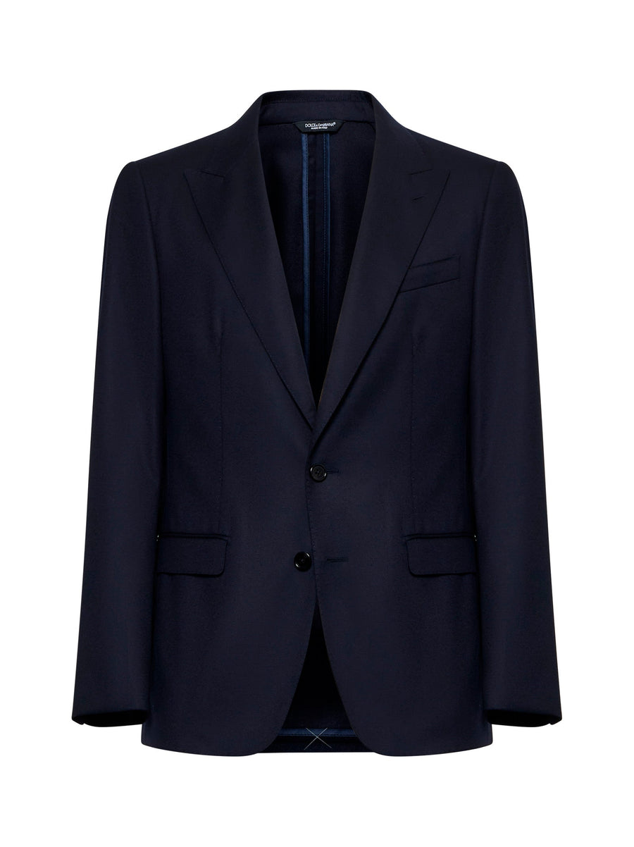 Wool Single-Breasted Blazer Blue Virgin Jacket