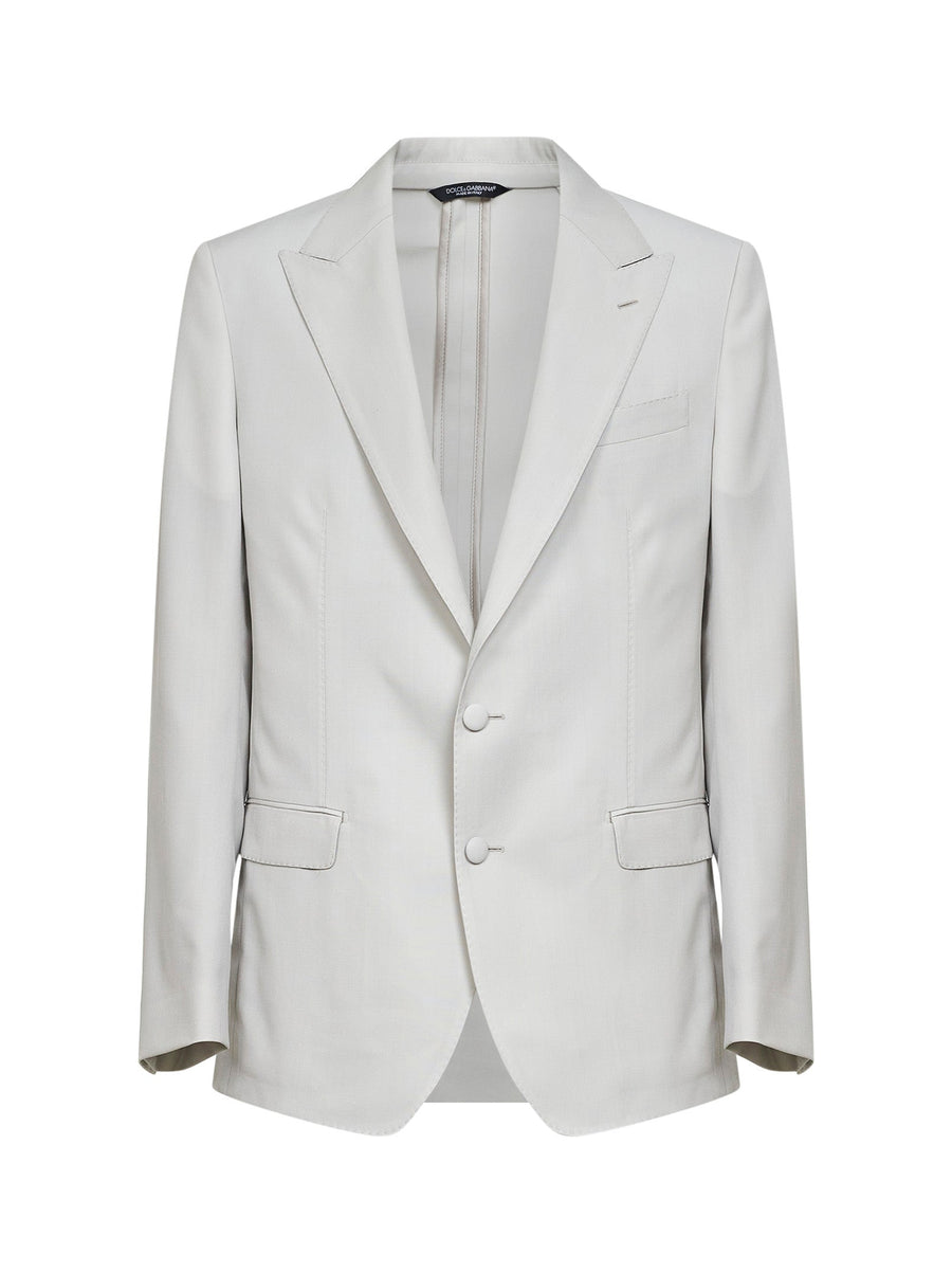 Blazer Single-Breasted Wool Poplin Beige Virgin Jacket