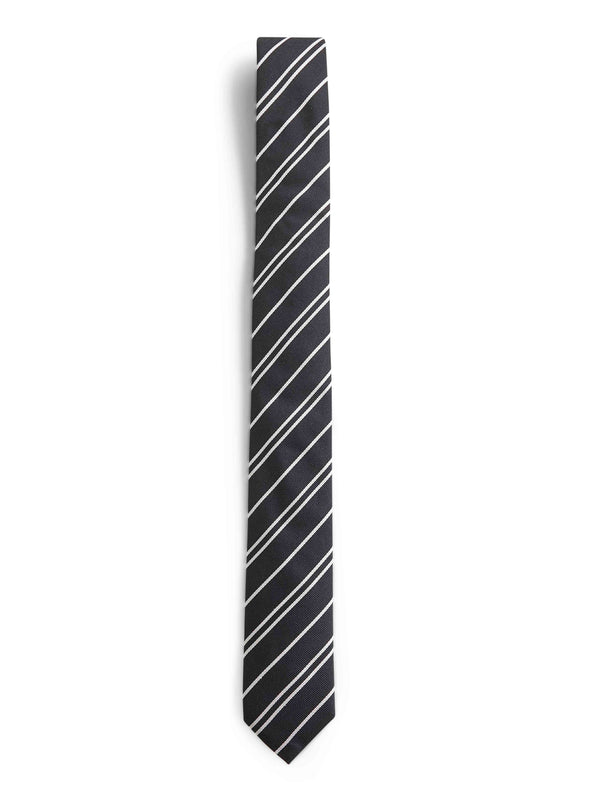 Black Striped Jacquard Silk Martini Tie Ties & Bow