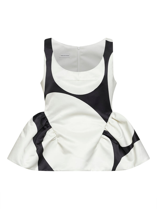 Peplum Top Oversized Ellipses Multicolour Polyester Tops