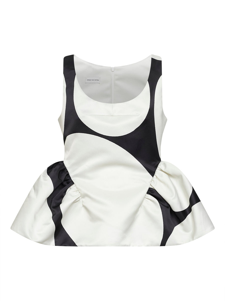Peplum Top Oversized Ellipses Multicolour Polyester Tops