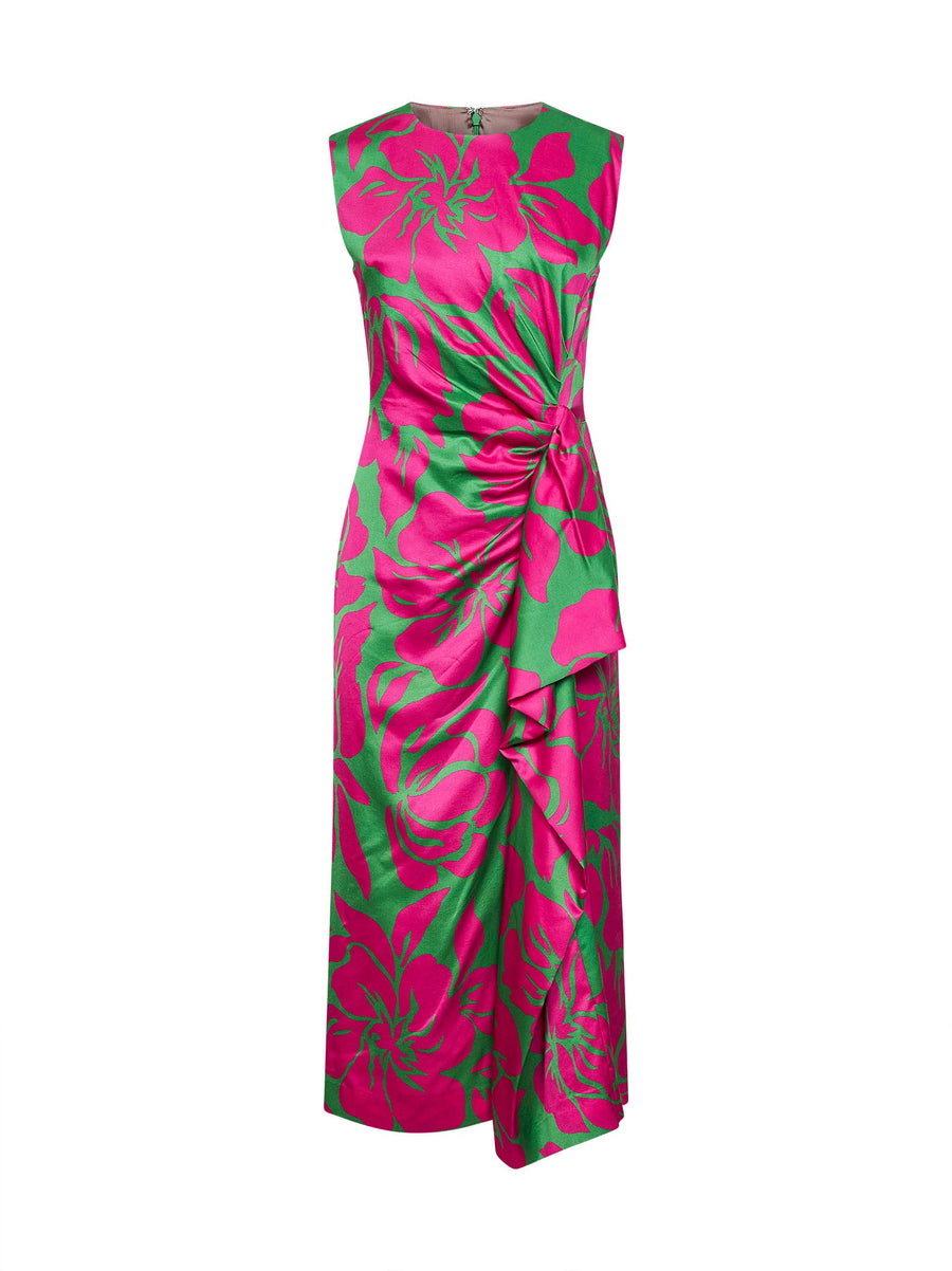 Midi Dress Floral-Print Viscose Multicolour