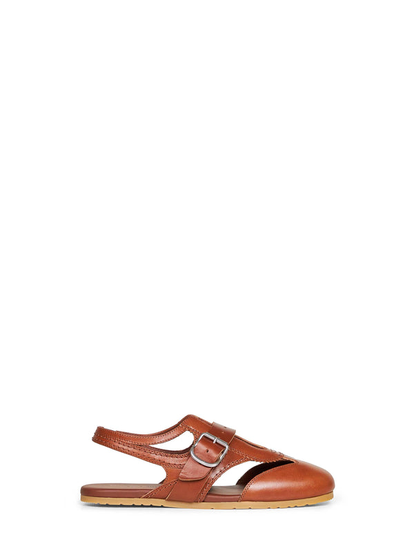 Flat Sandals Calf Leather Burgundy