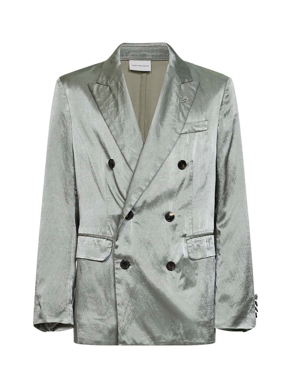 Double-Breasted Blazer Mint Green Cupro Jacket