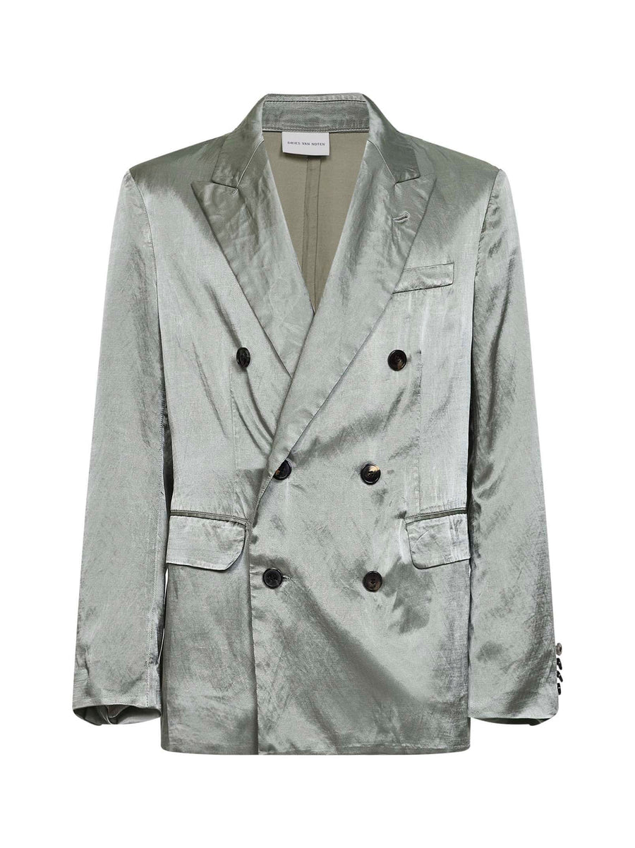 Double-Breasted Blazer Mint Green Cupro Jacket