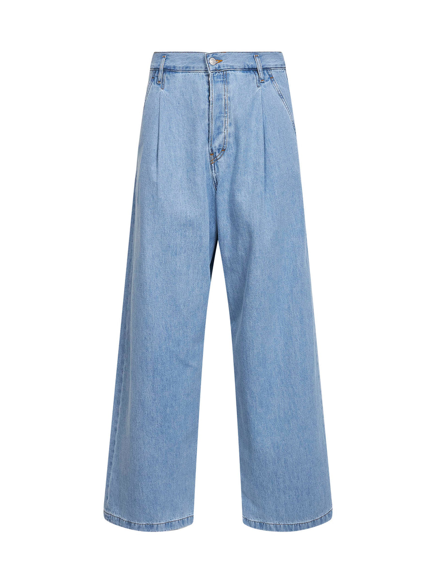 Jeans High-Rise Wide-Leg Light Blue Cotton