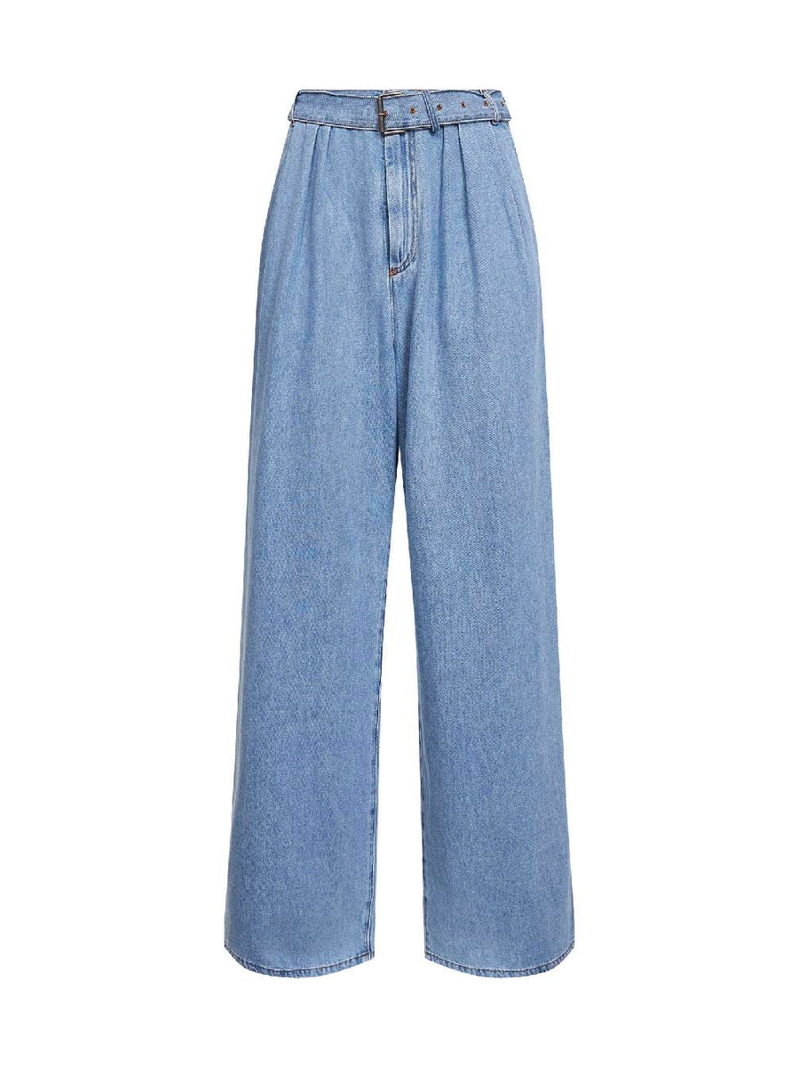Jeans Wide-Leg Light Blue Cotton