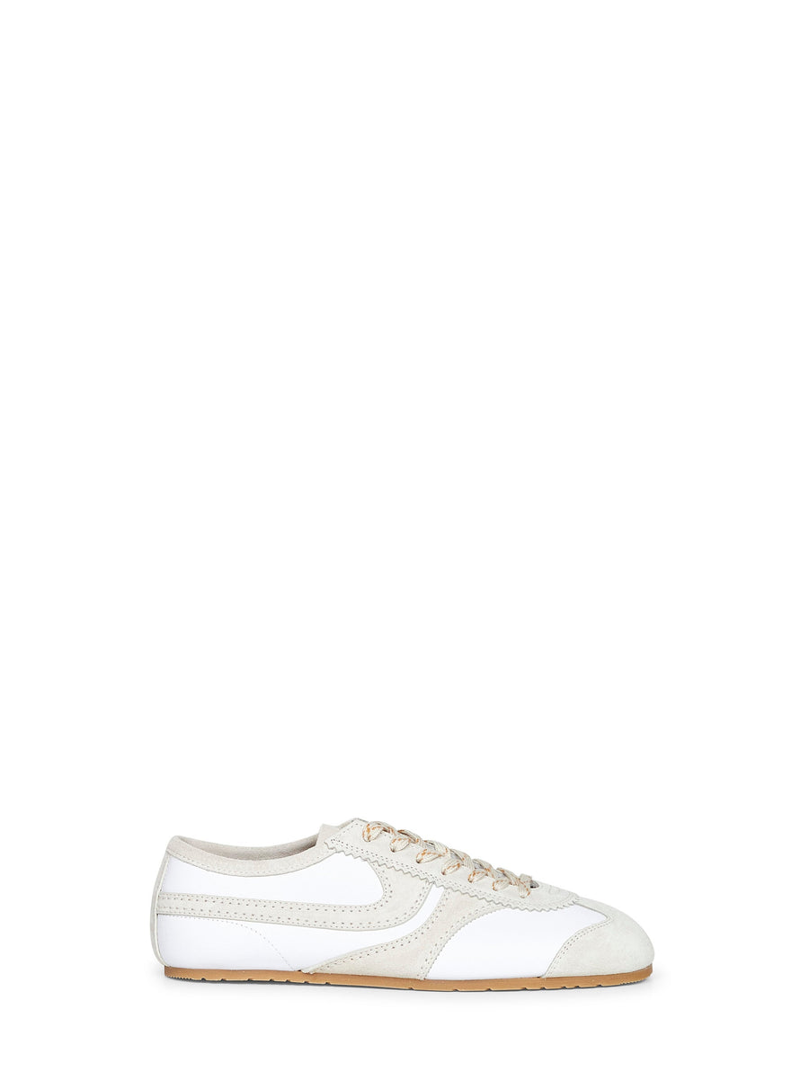 Suede Sneakers With Beige Accents White Leather Trainers