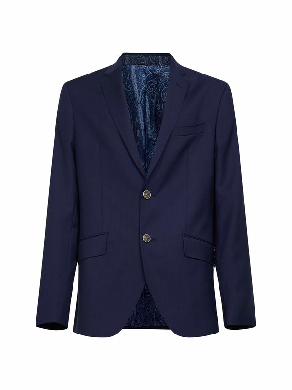 Blue Wool Single-Breasted Jacket