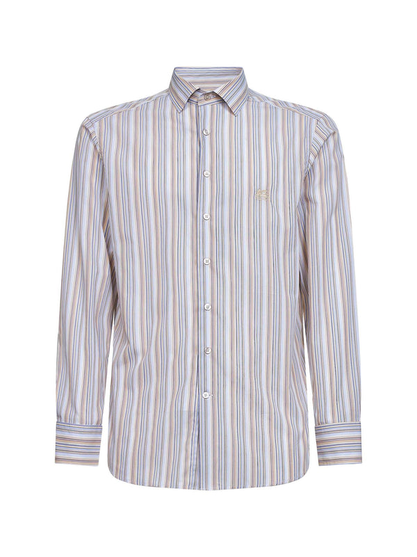 Striped Cotton Shirt With Pegaso Embroidery