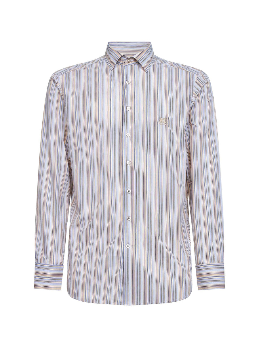 Striped Cotton Shirt With Pegaso Embroidery
