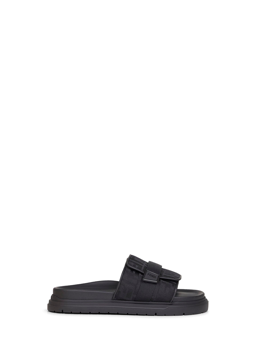 Chunky Black Slides Polyamide Slippers