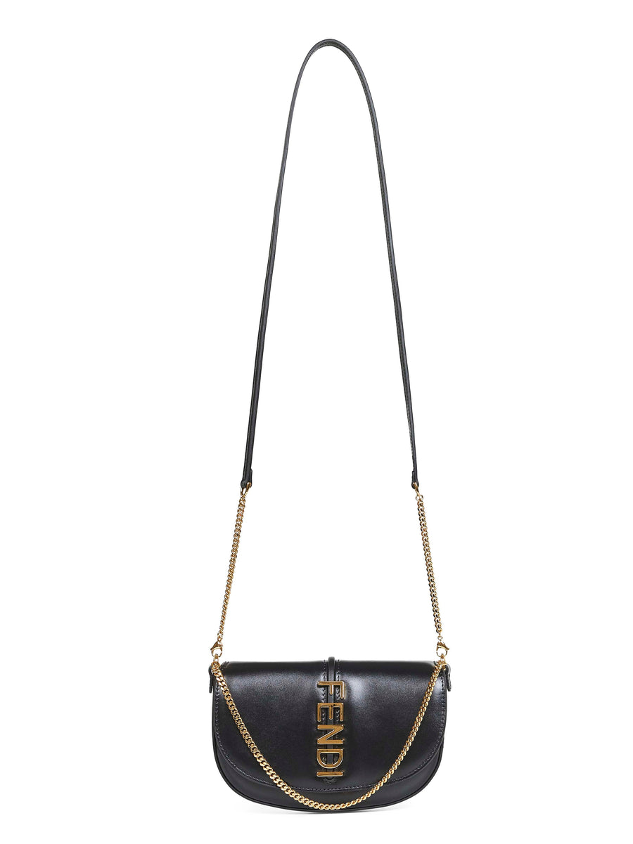 Black Fendigraphy Wallet On Chain Calf Leather Bag