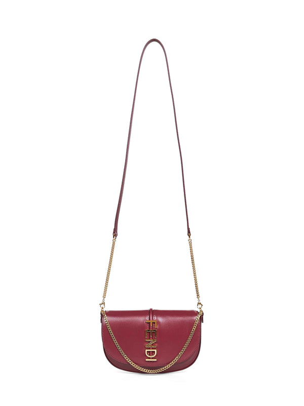 Burgundy Fendigraphy Wallet On Chain Calf Leather Bag