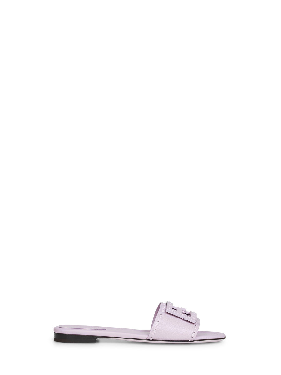 Baguette Leather Slides, Lilac Purple Calf Sandal