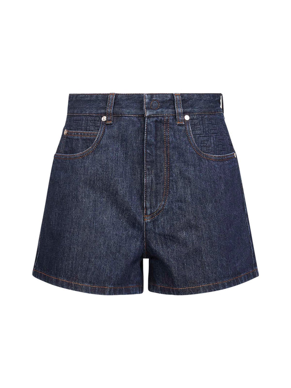 Dark Blue Stretch Cotton Denim Shorts