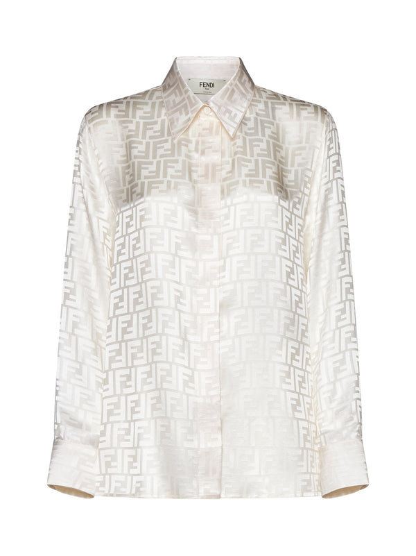 White Ff Silk Shirt Ivory