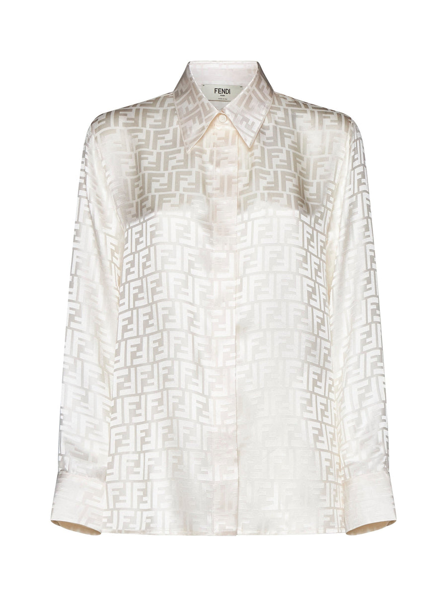White Ff Silk Shirt Ivory